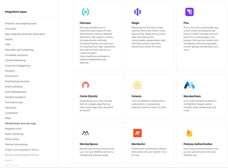 Webflow integration library
