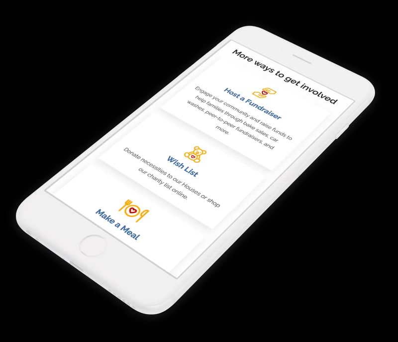 rendering of the Connecticut and Western Massachusetts Chapter of Ronald McDonald House Charities' website on a mobile device