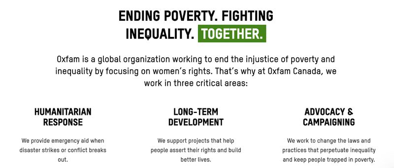 screenshot of graphic on nonprofit website of Oxfam Canada