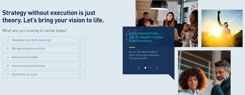 screenshot of a section of Atlanta B2B company North Highland's website home page