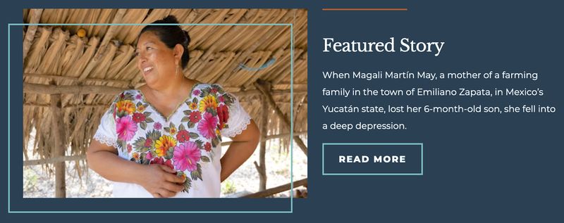 screenshot of a featured impact story from nonprofit organization Heifer International