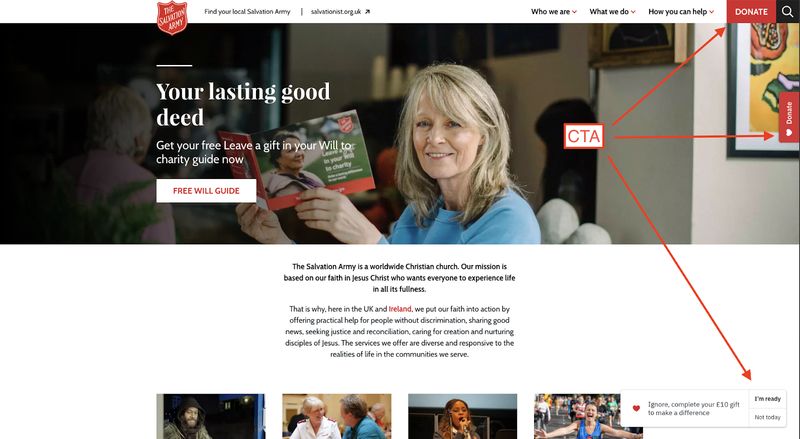 Donation button placement example