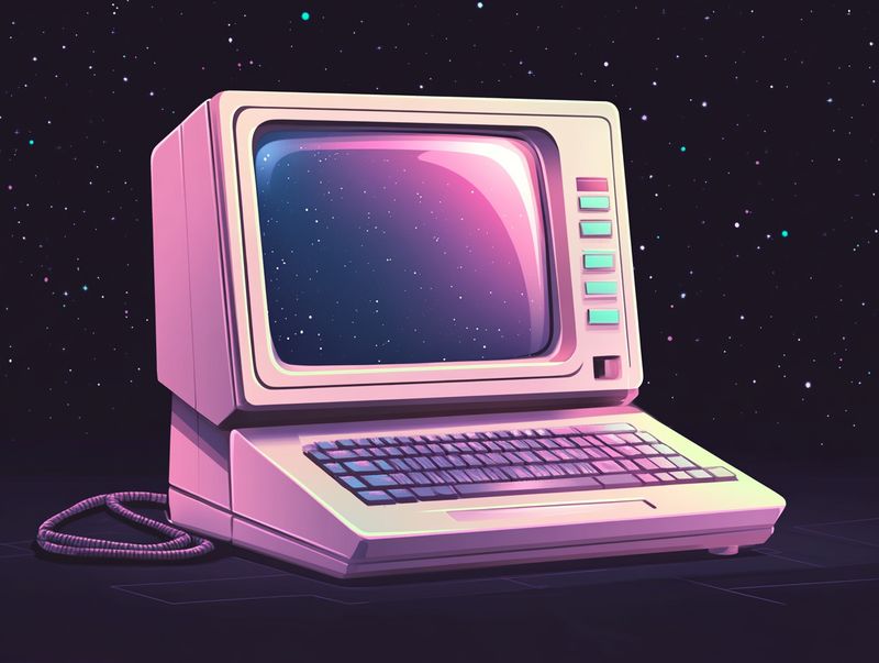 illustration of a retro desktop computer