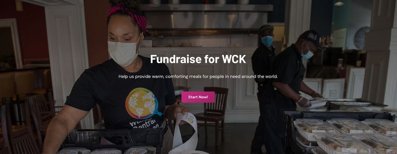 screenshot of nonprofit World Central Kitchen's fundraise landing page